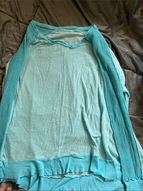 Light Aqua Layered Knit Top - Soft Turquoise